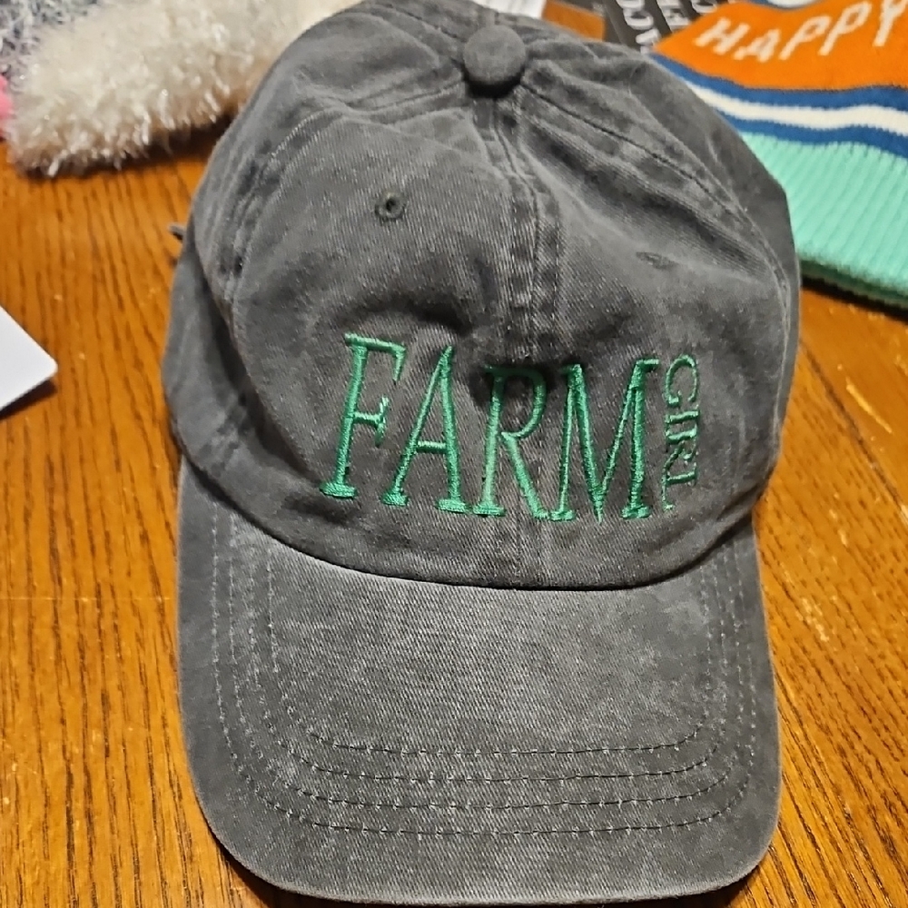 Women's Cap - Gray with Green Embroidery